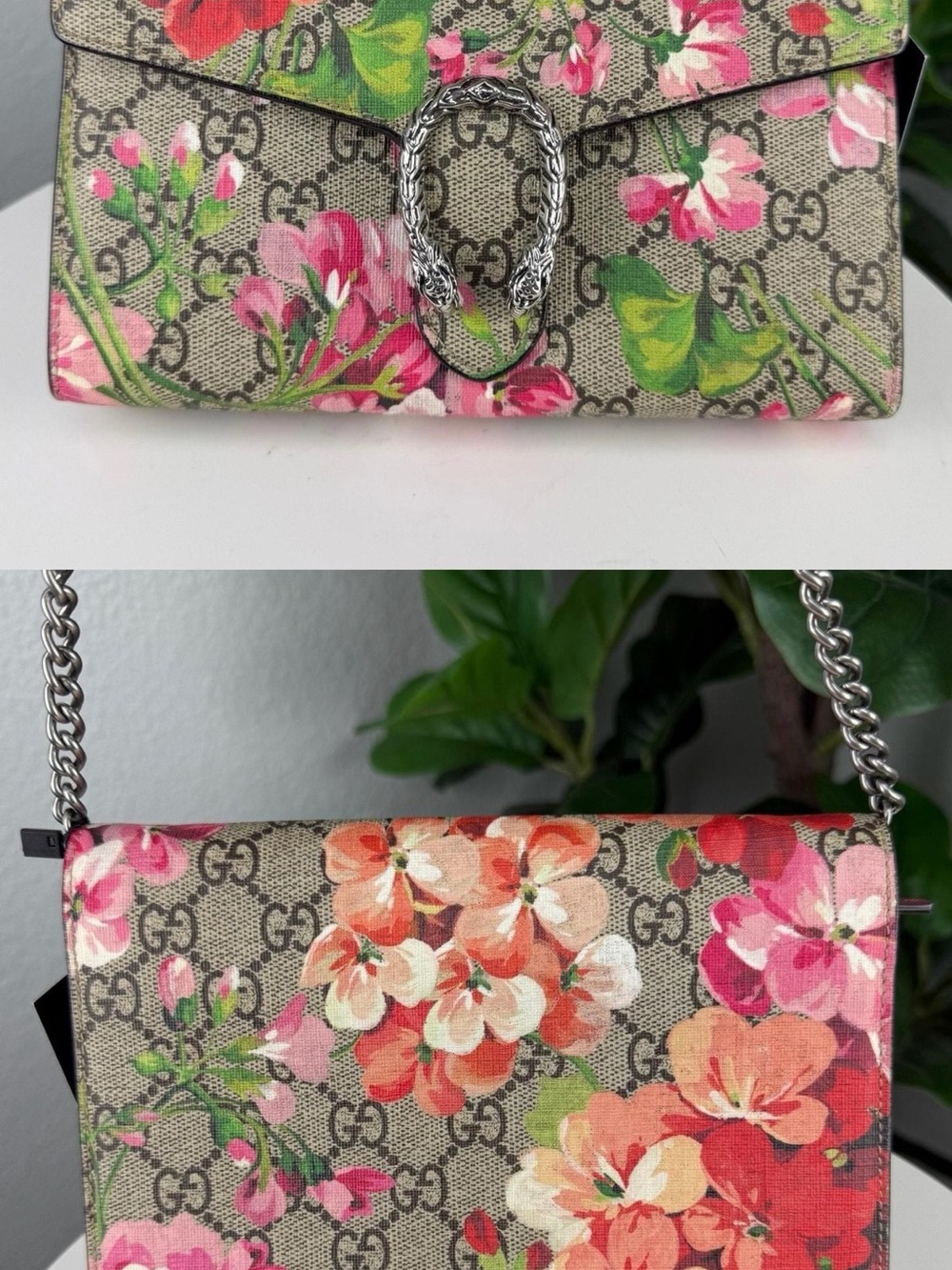 Gucci Floral GG Supreme Dionysus Chain Crossbody - Pink, Green, Beige
